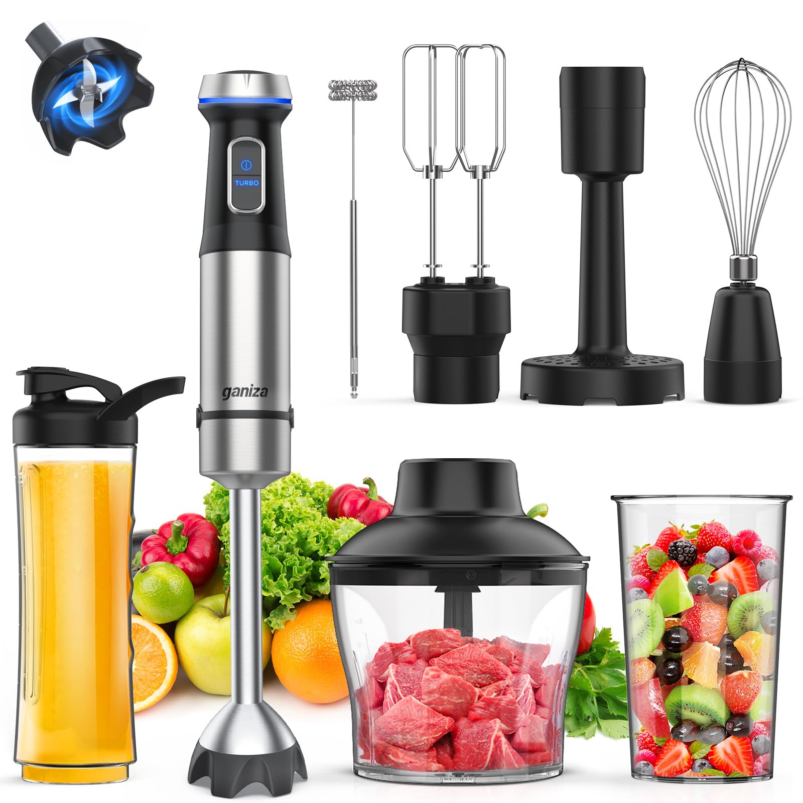 Amazon.com: Ganiza Immersion Blender Handheld Corded 8 in 1 Hand